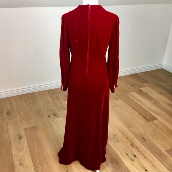 Vintage Red Velvet Maxi Dress - Picture 4 of 6